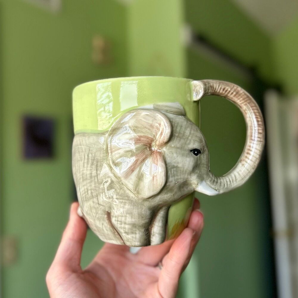VTG Figural Elephant 3D Ceramic Textured Mug By Certified International